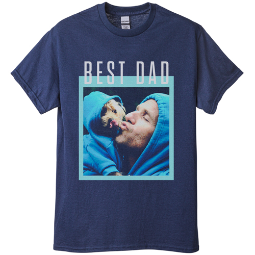 Best Dad Border T-shirt, Adult (XXL), Navy, Customizable front, Green