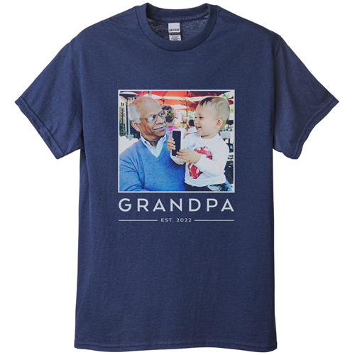 Grandpa Est T-shirt, Adult (XXL), Navy, Customizable front, Green