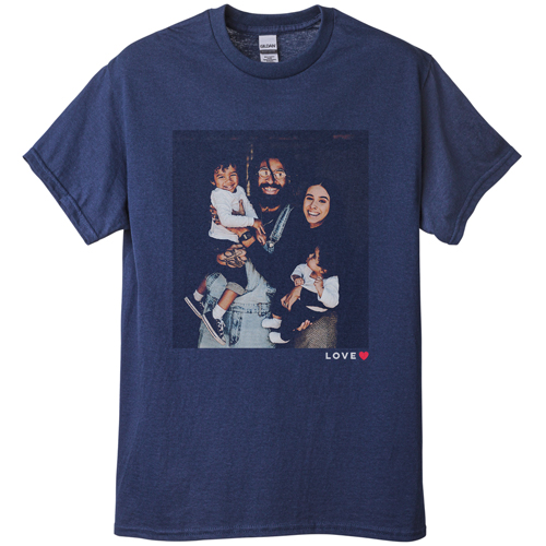 Modern Love Heart T-shirt, Adult (XXL), Navy, Customizable front & back, Red, bright red