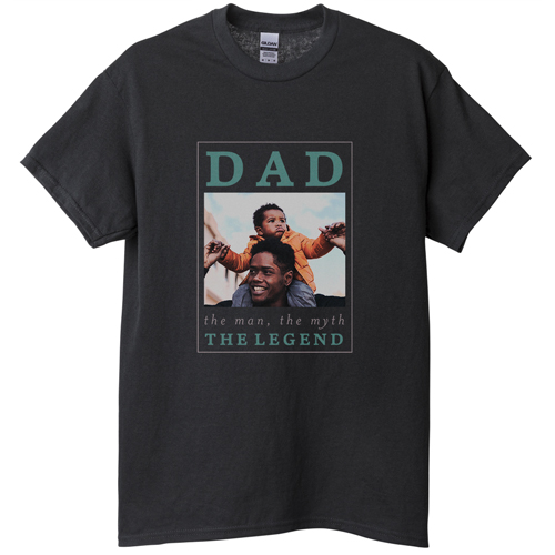 The Dad Legend T-shirt, Adult (3XL), Black, Customizable front, Gray