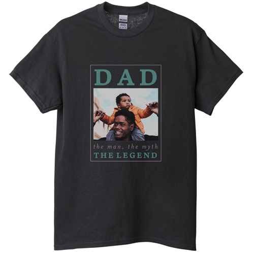 The Dad Legend T-shirt, Adult (3XL), Black, Customizable front, Gray, silver