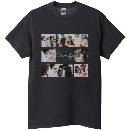 Gallery of Six Memories T-shirt, Adult (3XL), Black, Customizable front & back, White, white