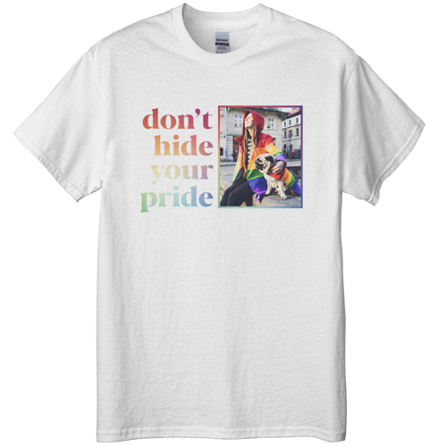 Don't Hide Your Pride T-shirt, Adult (3XL), White, Customizable front & back, White, white