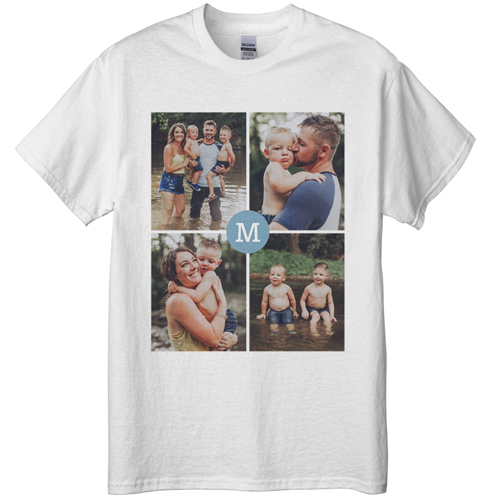 Gallery of Four Monogram T-shirt, Adult (3XL), White, Customizable front & back, Blue
