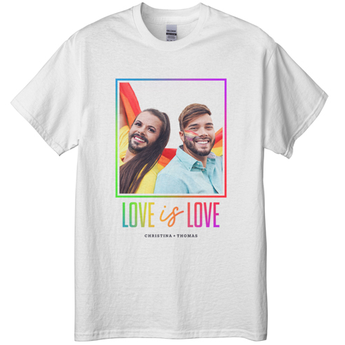 Love and Pride T-shirt, Adult (3XL), White, Customizable front & back, Black