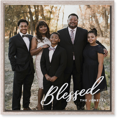 Blessed Letters Wall Art, Rustic, Single piece, Mounted, 16x16, White