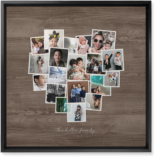 Heart Strings Wall Art, Black, Single piece, Mounted, 16x16, Brown, wood