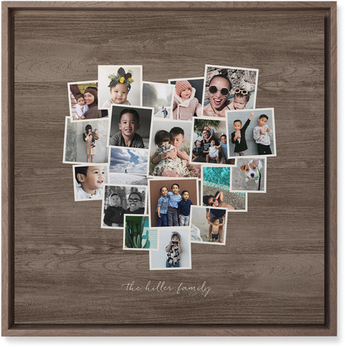 Heart Strings Wall Art, Walnut, Single piece, Mounted, 16x16, Brown, wood