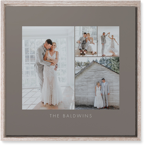 Four Corners Wall Art, Rustic, Single piece, Mounted, 16x16, Gray, ash