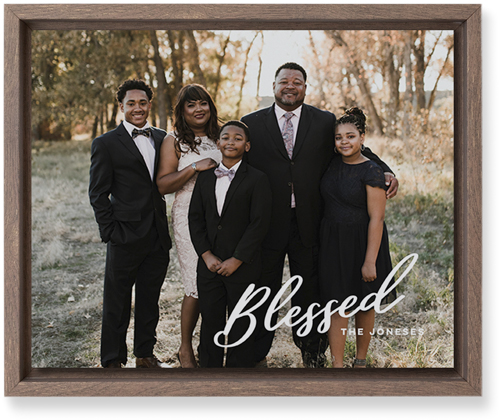 Blessed Letters Wall Art, Walnut, Single piece, Mounted, 8x10, White