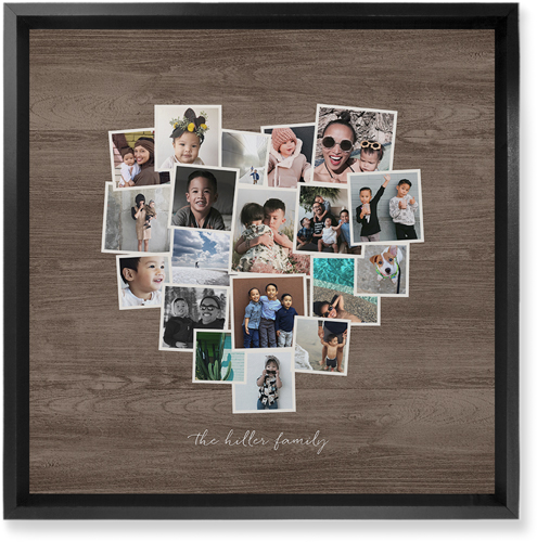 Heart Strings Wall Art, Black, Single piece, Mounted, 12x12, Brown, wood