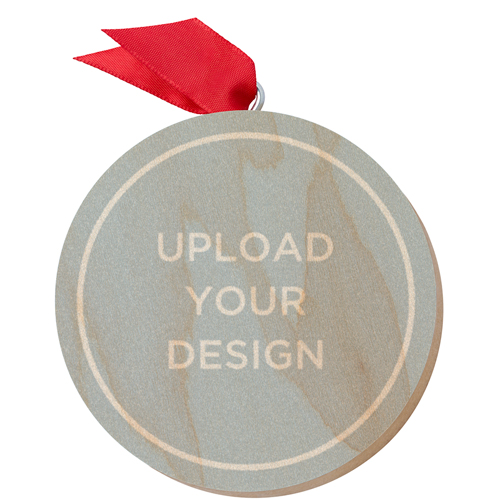 Upload Your Own Design Wooden Ornament, Multicolor, Circle