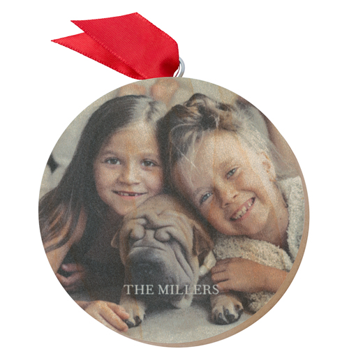 Pet Photo Gallery Wooden Ornament, Multicolor, Circle