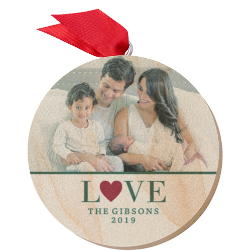 Heart Love Wooden Ornament, Green, Circle, forest