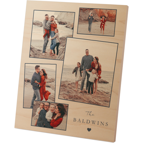 Tilted Family Snapshots Wooden Plaque, 8x10, Gray