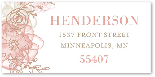 Floral Fringe Address Label, Pink, Address Label, Matte