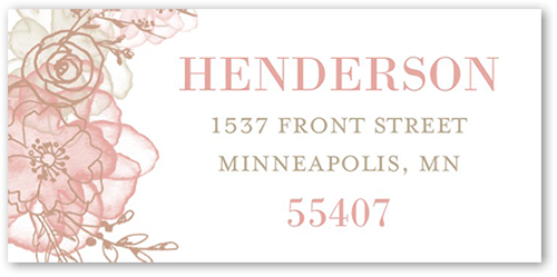 Floral Fringe Address Label, Pink, Address Label, Matte, Taffy