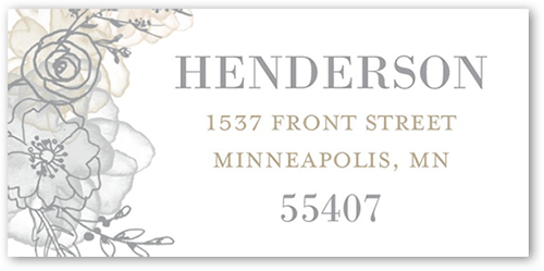 Floral Fringe Address Label, Beige, Address Label, Matte