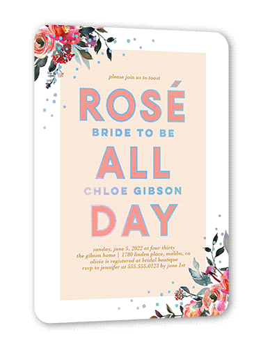 All Day Bridal Shower Invitation, Pink, Iridescent Foil, 5x7, Matte, Personalized Foil Cardstock, Rounded