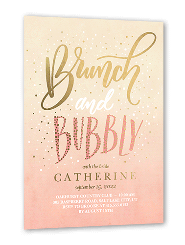 Scintillating Brunch Bridal Shower Invitation, Beige, Gold Foil, 5x7, Matte, Personalized Foil Cardstock, Square, Sugar