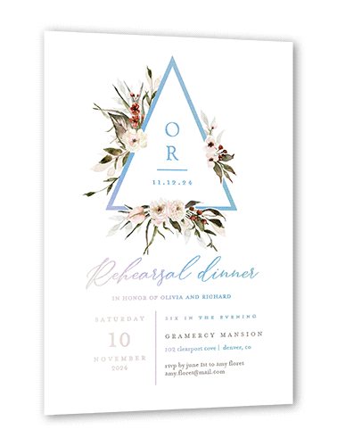 Berry Accent Rehearsal Dinner Invitation, Iridescent Foil, White, 5x7, Matte, Personalized Foil Cardstock, Square, White