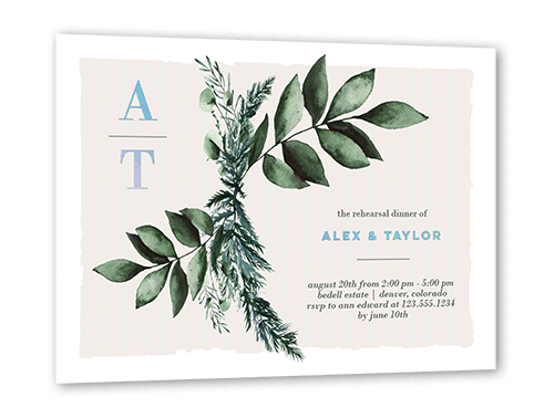 Rehearsal Bough Rehearsal Dinner Invitation, White, Iridescent Foil, 5x7, Matte, Personalized Foil Cardstock, Square