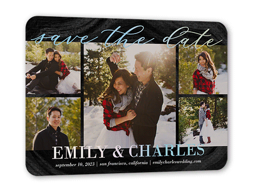 Lettered Gallery Save The Date, Iridescent Foil, Black, 5x7, Matte, Personalized Foil Cardstock, Rounded