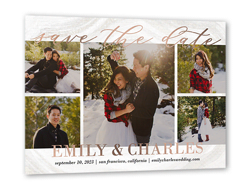 Lettered Gallery Save The Date, Rose Gold Foil, White, 5x7, Matte, Personalized Foil Cardstock, Square, White