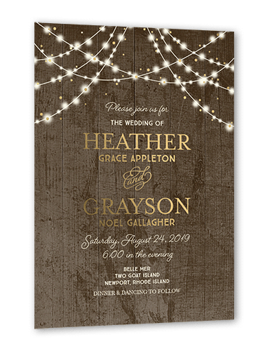 Glowing Celebration Wedding Invitation, Brown, Gold Foil, 5x7, Matte, Personalized Foil Cardstock, Square, Volcano