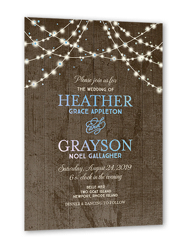 Glowing Celebration Wedding Invitation, Iridescent Foil, Brown, 5x7, Matte, Personalized Foil Cardstock, Square