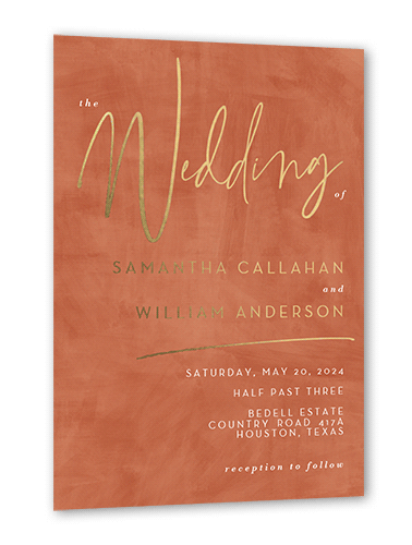 Textured Times Wedding Invitation, Gold Foil, Beige, 5x7, Matte, Personalized Foil Cardstock, Square