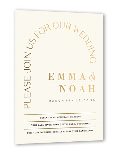 Arched Rehearsal Wedding Invitation, Gold Foil, Beige, 5x7, Matte, Personalized Foil Cardstock, Square, Antique White
