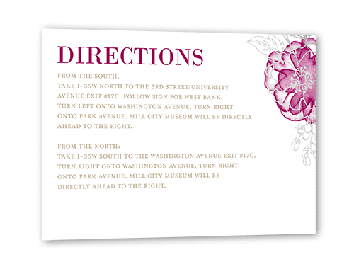 Floral Fringe Wedding Enclosure Card, Silver Foil, Pink, Matte, Signature Smooth Cardstock, Square, Raspberry