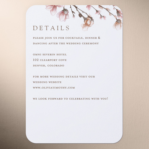 Blossoms of Love Wedding Enclosure Card, Pink, 100% Recycled Cardstock , Rounded, Taffy