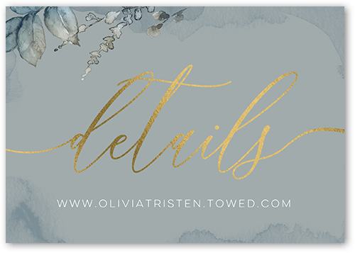 Gleaming Garden Wedding Enclosure Card, Grey, Gold Foil, Matte, Signature Smooth Cardstock, Square, Ore