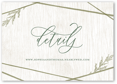 Etched Floral Wedding Enclosure Card, Green, Matte, Pearl Shimmer Cardstock, Square, Rosemary