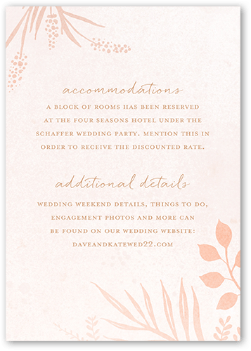 Tropic Fauna Wedding Enclosure Card, Pink, Matte, 100% Recycled Cardstock , Square, Blush