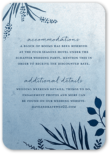 Tropic Fauna Wedding Enclosure Card, Blue, 100% Recycled Cardstock , Rounded, Stormy Blue