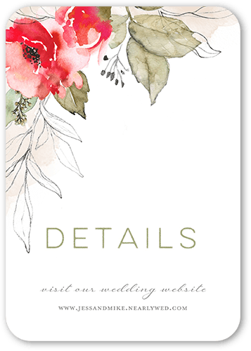 Lustrous Ampersand Wedding Enclosure Card, Red, Pearl Shimmer Cardstock, Rounded, Bright Red