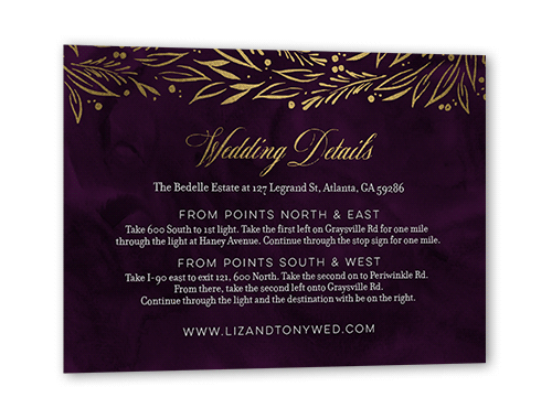 So Lovely Wedding Enclosure Card, Purple, Gold Foil, Matte, Pearl Shimmer Cardstock, Square