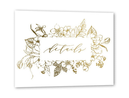 Flowers Abound Wedding Enclosure Card, White, Gold Foil, Matte, Signature Smooth Cardstock, Square