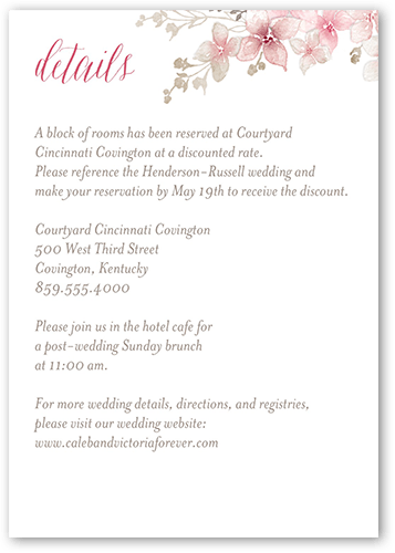 Rustic Wildflowers Wedding Enclosure Card, Pink, Matte, Signature Smooth Cardstock, Square, Bloom