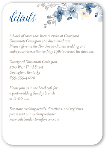 Rustic Wildflowers Wedding Enclosure Card, Blue, 100% Recycled Cardstock , Rounded, Chill