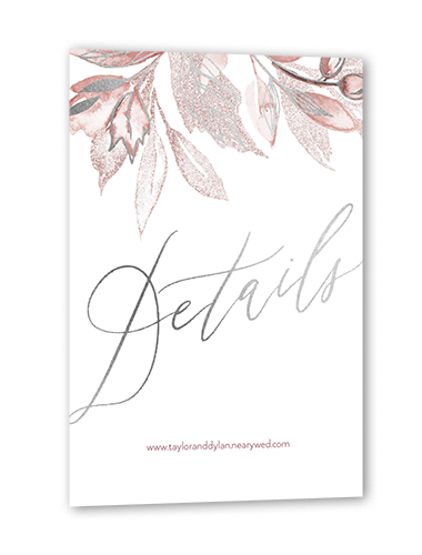 Artfully Adorned Wedding Enclosure Card, Silver Foil, Pink, Matte, Signature Smooth Cardstock, Square