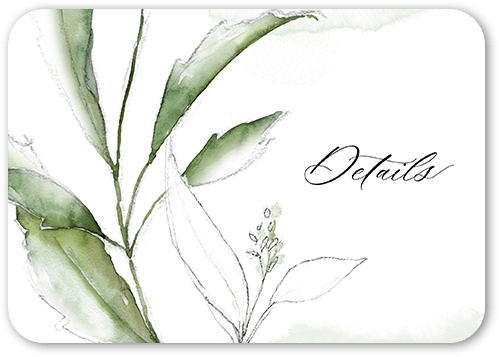 Pictorial Petals Wedding Enclosure Card, Green, Signature Smooth Cardstock, Rounded, Pistachio