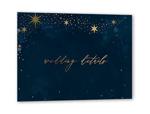 Bright Night Wedding Enclosure Card, Gold Foil, Blue, Matte, Pearl Shimmer Cardstock, Square