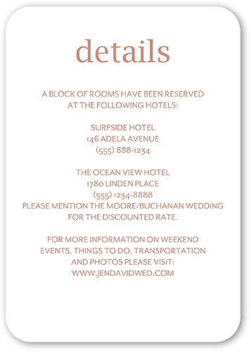 Simple And Forever Wedding Enclosure Card, Pink, 100% Recycled Cardstock , Rounded, Desert Rose