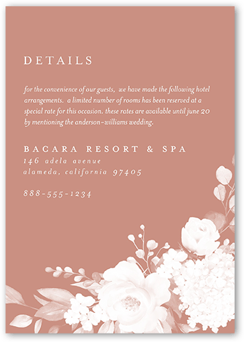 Elegantly Delicate Wedding Enclosure Card, Pink, Matte, Pearl Shimmer Cardstock, Square