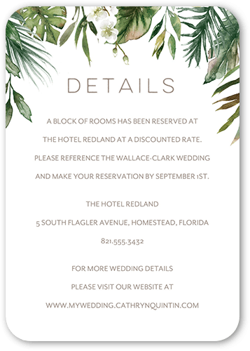 Tropical Herald Wedding Enclosure Card, Beige, 100% Recycled Cardstock , Rounded, Sand
