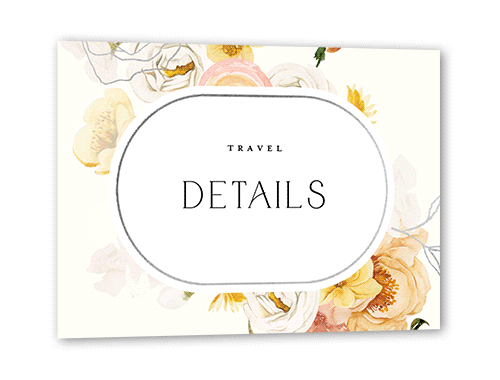 Warm Floral Wedding Enclosure Card, Silver Foil, Orange, Matte, Pearl Shimmer Cardstock, Square